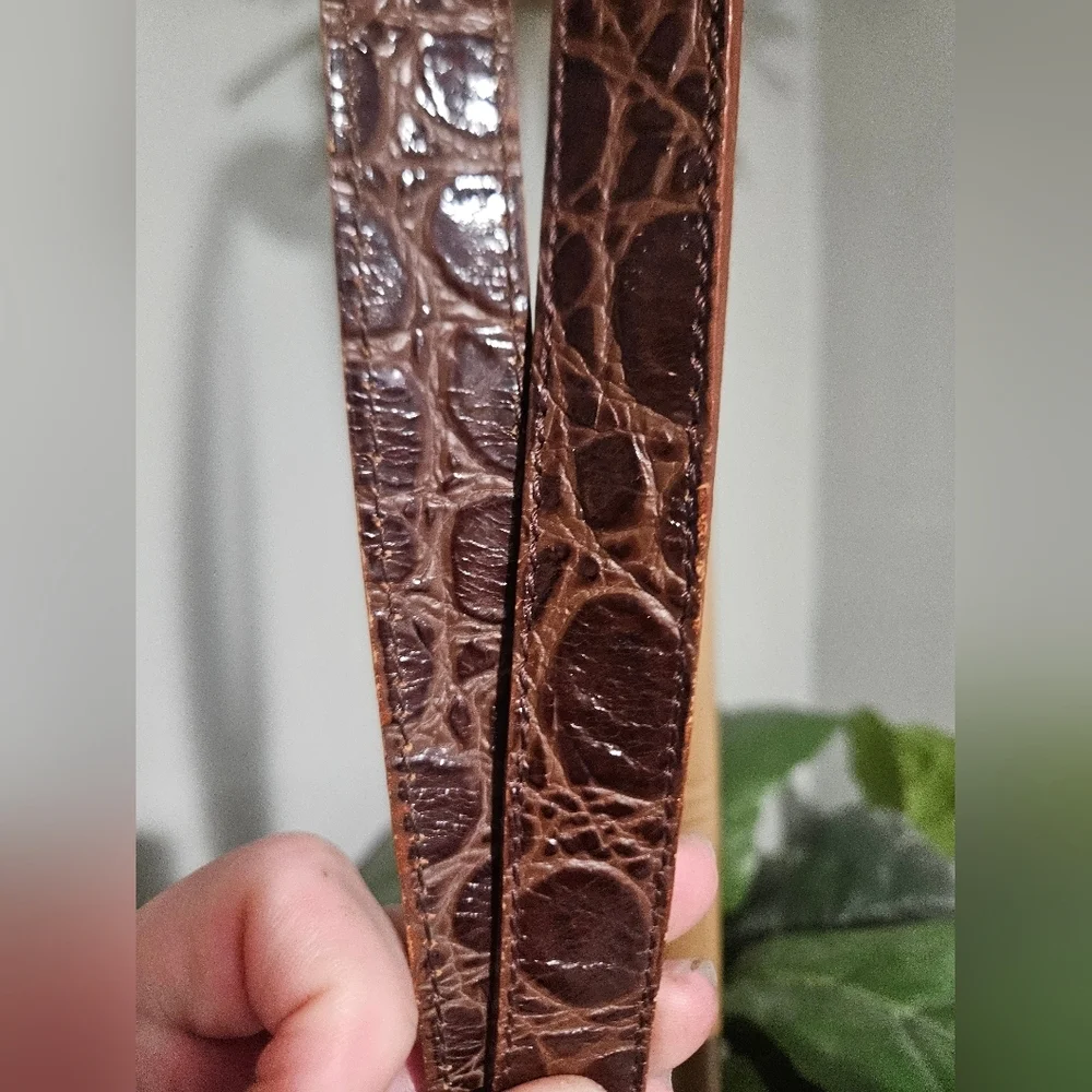 Brown Croc-Embossed Shoulder Bag